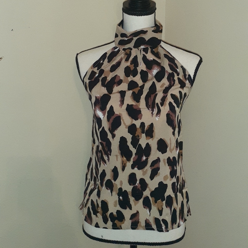 Hirigin Womens Sexy Leopard Print Halter Neck Slee - Picture 2 of 5
